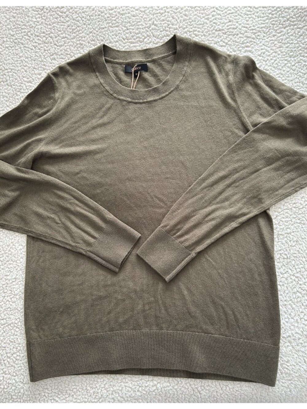 Quince Lightweight Cotton Cashmere Crew Neck Long Sleeve Sweater Olive Size M - Picture 12 of 16